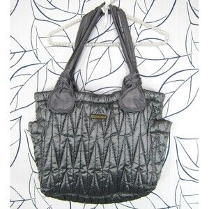 Timi & Leslie Antoinette Gray Quilted Boho Style Tote Diaper Bag